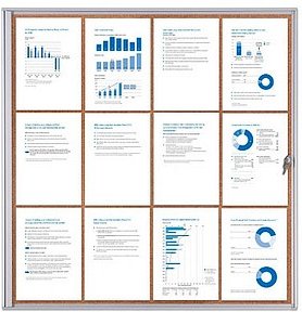 Showdown® Displays Schaukasten Economy XS Kork silber 12x DIN A4 93,1 x 2,6 x 96,3 cm, 1 St.