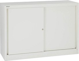 BISLEY Schiebetürenschrank ECO, SD12081S696 verkehrsweiß 1 Fachboden 120,0 x 43,0 x 83,9 cm