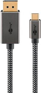 Thumbnail - goobay USB-C 3.1/DisplayPort Kabel 1,0 m silber, schwarz, 1 St.