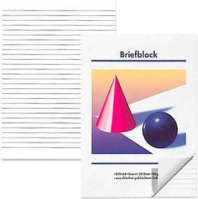 10 Briefblöcke Kugel und Kegel DIN A4 liniert