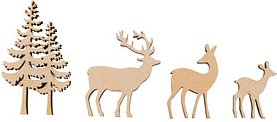 Rayher Holz-Streudeko natur Wald mit Bewohner, 4 St.