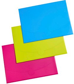 PAGNA Dokumententaschen Wallet DIN A4 farbsortiert glatt 0,43 mm, 3 St.
