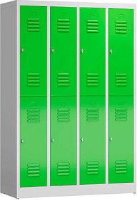 Thumbnail - ClassiX Spind gelbgrün, lichtgrau X-520245, 8 Schließfächer 118,5 x 50,0 x 180,0 cm