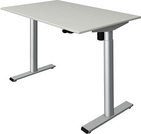 Kerkmann Move 1 base elektrisch höhenverstellbarer Schreibtisch lichtgrau rechteckig, T-Fuß-Gestell silber 120,0 x 80,0 ...