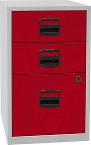 BISLEY Home Standcontainer lichtgrau, kardinalrot 3 Auszüge Kunststoff-Muldengriff schwarz 41,3 x 40,0 x 67,2 cm