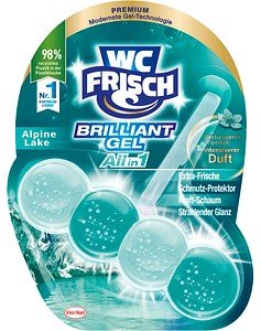 WC FRISCH BRILLIANT GEL All in 1 WC-Duftspüler Alpine Lake, 42,0 g