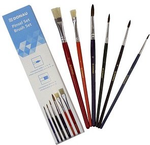 DONAU Pinsel-Set Größe 2, 4, 6, 8, 10, 12, 6-teilig