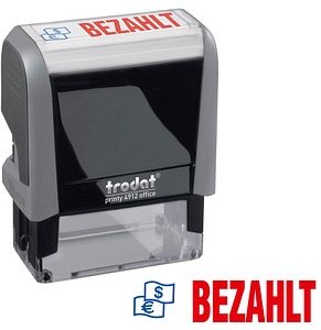 trodat Textstempel "Bezahlt" printy 4912 office selbstfärbend blau, rot ohne Logo, 1 St.