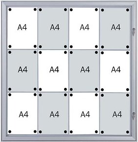 FRANKEN Schaukasten Security silber 12x DIN A4 96,9 x 2,3 x 100,4 cm, 1 St.