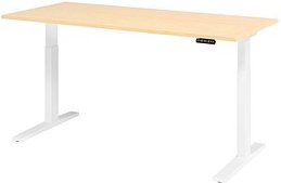 HAMMERBACHER XMKA19 elektrisch höhenverstellbarer Schreibtisch ahorn rechteckig, C-Fuß-Gestell weiß 180,0 x 80,0 cm