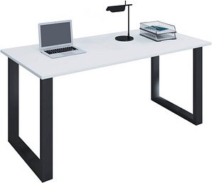 VCM my office Lona Schreibtisch weiß rechteckig, U-Fuß-Gestell schwarz 160,0 x 80,0 cm