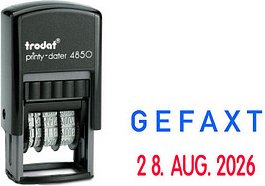 Thumbnail - trodat Datumstempel mit Text "Gefaxt" printy-dater 4850/L selbstfärbend blau rot, 1 St.
