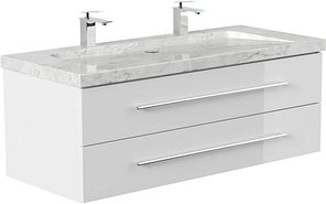 POSSEIK Waschbecken mit Unterschrank WHITE YAMO 130 weiß glanz 130,0 x 55,0 x 50,0 cm