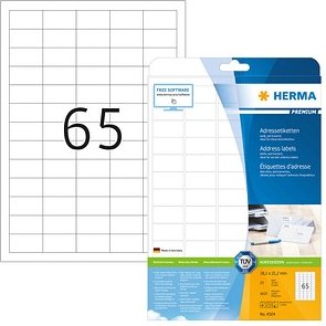 1.625 HERMA Adressetiketten 4504 weiß 38,1 x 21,2 mm