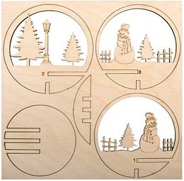 Rayher Bastelholz natur Steckteile Schneemann Ø 7,5 cm, 1 Pack