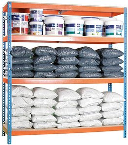 Thumbnail - Simonrack Schwerlast-Weitspannregal SIMONFORTE CHIPBOARD 8435104921609 blau, orange 180,0 x 45,0 x 200,0 cm