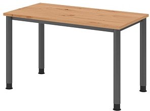 HAMMERBACHER HS612 Schreibtisch asteiche rechteckig, 4-Fuß-Gestell grau 120,0 x 67,2 cm