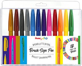 Thumbnail - Pentel SES15-12 Brush-Pen-Set farbsortiert, 12 St.