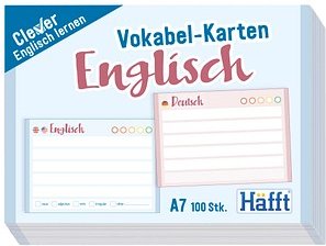 Häfft® Verlag Karteikarten Vokabel-Karten Englisch DIN A7 blau/rosa liniert, 100 St.