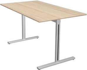 Kerkmann Form 1 Schreibtisch ahorn rechteckig, T-Fuß-Gestell silber 140,0 x 80,0 cm