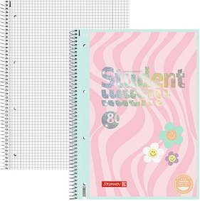 BRUNNEN Collegeblock Premium Student Happy Hippie kariert DIN A4 Innen- und Außenrand, 1 St.