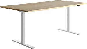 Thumbnail - Topstar E-Table elektrisch höhenverstellbarer Schreibtisch ahorn rechteckig, T-Fuß-Gestell weiß 180,0 x 80,0 cm