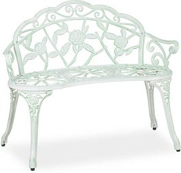 Thumbnail - relaxdays Gartenbank 10036089_0 weiß/grün Metall 98,0 cm