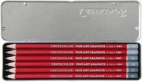 Brevillier's CRETACOLOR CLEOS-Fine Graphitstifte HB, 2H, 2B, 4B, 6B, 8B rot, 6 St.