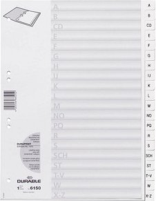 DURABLE Ordnerregister DIN A4 Vollformat A-Z weiß 20-teilig, 1 Satz