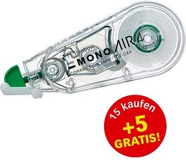 15 + 5 GRATIS: Tombow Korrekturroller MONO air 4,2 mm, 15 St. + GRATIS 5 St.