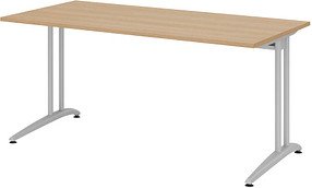 HAMMERBACHER BS16 Schreibtisch eiche rechteckig, C-Fuß-Gestell silber 160,0 x 80,0 cm