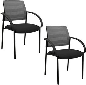 Thumbnail - 2 Topstar Besucherstühle AIRWORK MEETING 10 BB200BMT0CX3 grau, schwarz Stoff