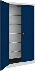 mauser Metallschrank BF 4 PLZ - 7035/5003 lichtgrau, saphirblau 95,0 x 42,0 x 195,0 cm, aufgebaut, 1 St.