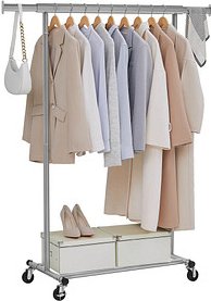 SONGMICS Rollgarderobe grau Metall 92,0 - 132,0 x 160,0 cm