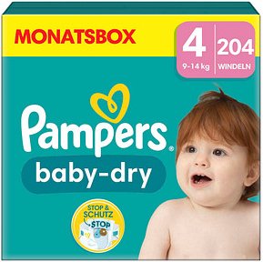 Pampers® Windeln baby-dry™ Monatsbox Größe Gr.4 (9-14 kg) für Babys und Kleinkinder, 204 St.