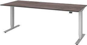 Thumbnail - röhr Imperia elektrisch höhenverstellbarer Schreibtisch quarzit rechteckig, T-Fuß-Gestell silber 180,0 x 80,0 cm
