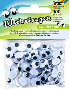 Thumbnail - folia Wackelaugen weiß oval, 100 St.