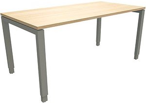 fm Sidney höhenverstellbarer Schreibtisch königsahorn rechteckig, 4-Fuß-Gestell Quadratrohr silber 160,0 x 80,0 cm