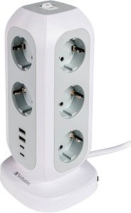 verbatim EUPT-01 11-fach Steckdosenturm 2,0 m weiß mit USB-Buchse