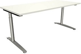 Thumbnail - fm fastline höhenverstellbarer Schreibtisch weiß rechteckig, C-Fuß-Gestell Rundrohr silber 180,0 x 80,0 cm