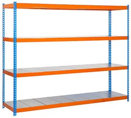 Thumbnail - Simonrack Schwerlast-Weitspannregal SIMONFORTE 2406-4 457100045202494 blau, orange 240,0 x 90,0 x 200,0 cm