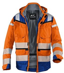 Thumbnail - KÜBLER® unisex Warnjacke Winter REFLECTIQ orange, kornblau Größe 2XL