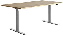 Topstar E-Table elektrisch höhenverstellbarer Schreibtisch ahorn rechteckig, T-Fuß-Gestell grau 180,0 x 80,0 cm