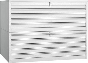 Gürkan Planschrank lichtgrau 10 Schubladen 140,0 x 95,0 x 105,0 cm