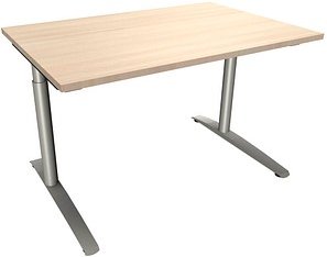 fm fastline höhenverstellbarer Schreibtisch akazie rechteckig, C-Fuß-Gestell Rundrohr silber 120,0 x 80,0 cm