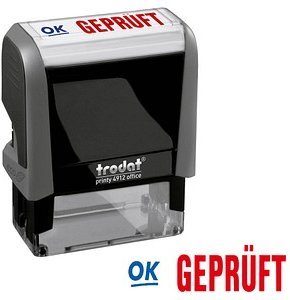 trodat Textstempel "Geprüft" printy 4912 office selbstfärbend blau, rot ohne Logo, 1 St.
