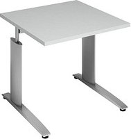 Thumbnail - röhr Techno höhenverstellbarer Schreibtisch hellgrau quadratisch, C-Fuß-Gestell silber 80,0 x 80,0 cm