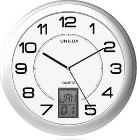 Thumbnail - unilux Wanduhr Instinct weiß grau Kunststoff, Ø 30,5 cm