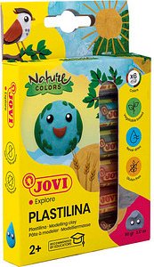 JOVI Knete PLASTILINA farbsortiert, 6 Farben je 15,0 g