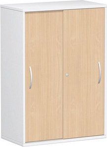 geramöbel Schiebetürenschrank Flex, S-383502-BW weiß, buche 2 Fachböden 80,0 x 42,5 x 118,2 cm